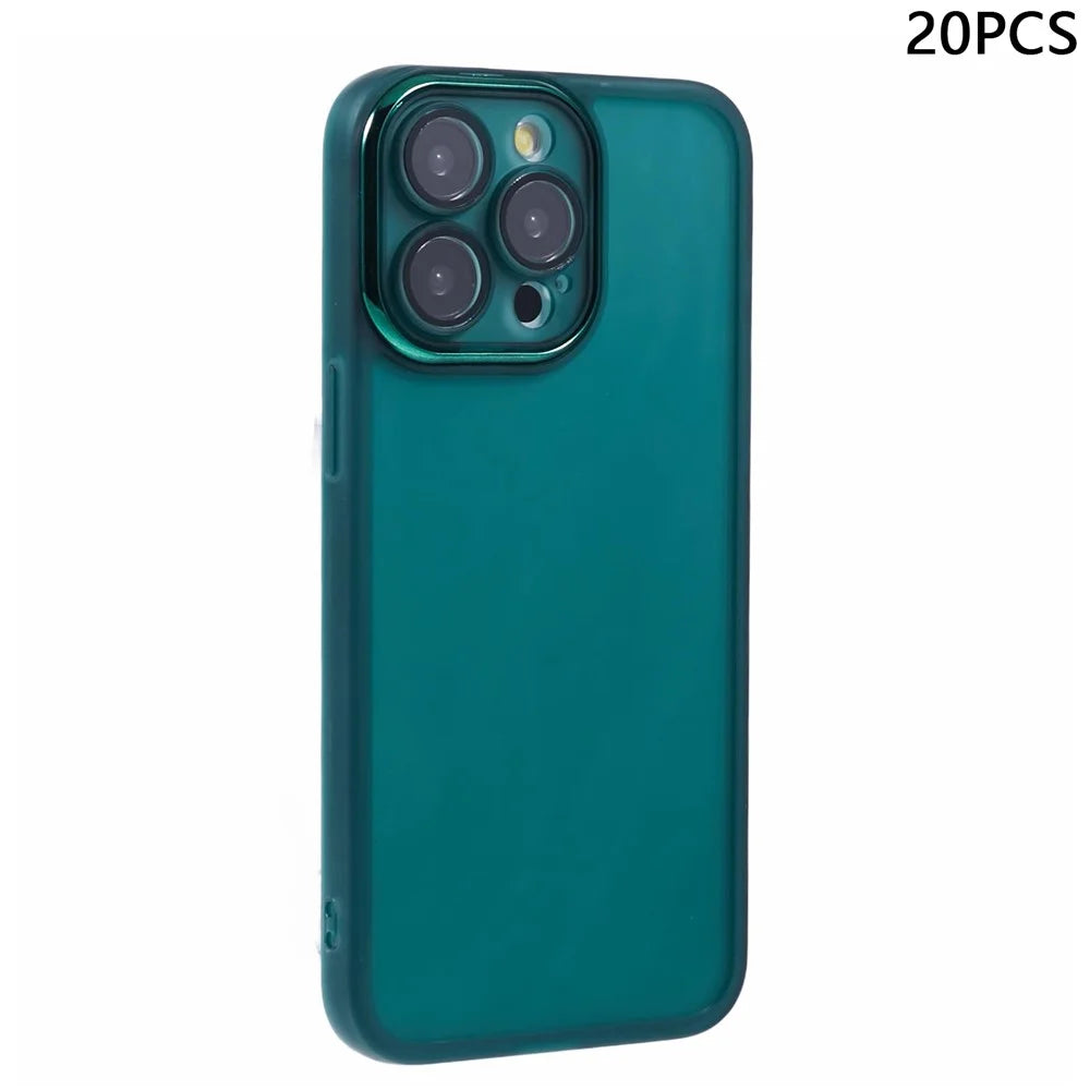 Bulk Purchasing 20Pcs For iPhone 13 Pro Case Electroplated Camera Frame TPU Phone Cover Precise Cutouts - Transparent Green - 1