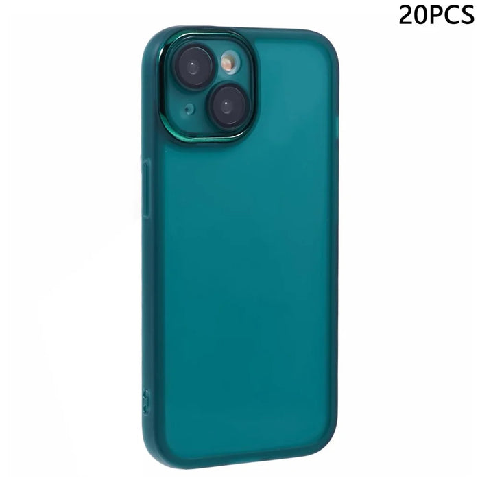 Bulk Purchasing 20Pcs For iPhone 13 Case Electroplated Camera Frame TPU Phone Cover Precise Cutouts - Transparent Green - 1