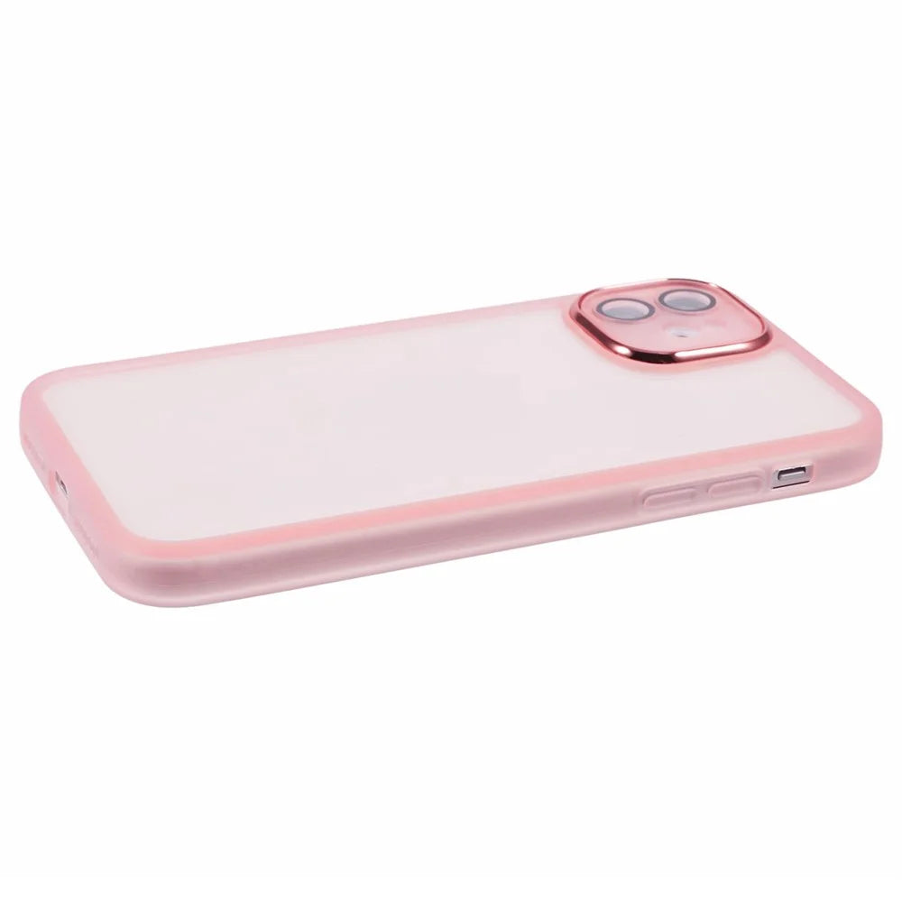 Bulk Purchasing 20Pcs For iPhone 12 Case Electroplated Camera Frame TPU Phone Cover Precise Cutouts - Transparent Pink - 5