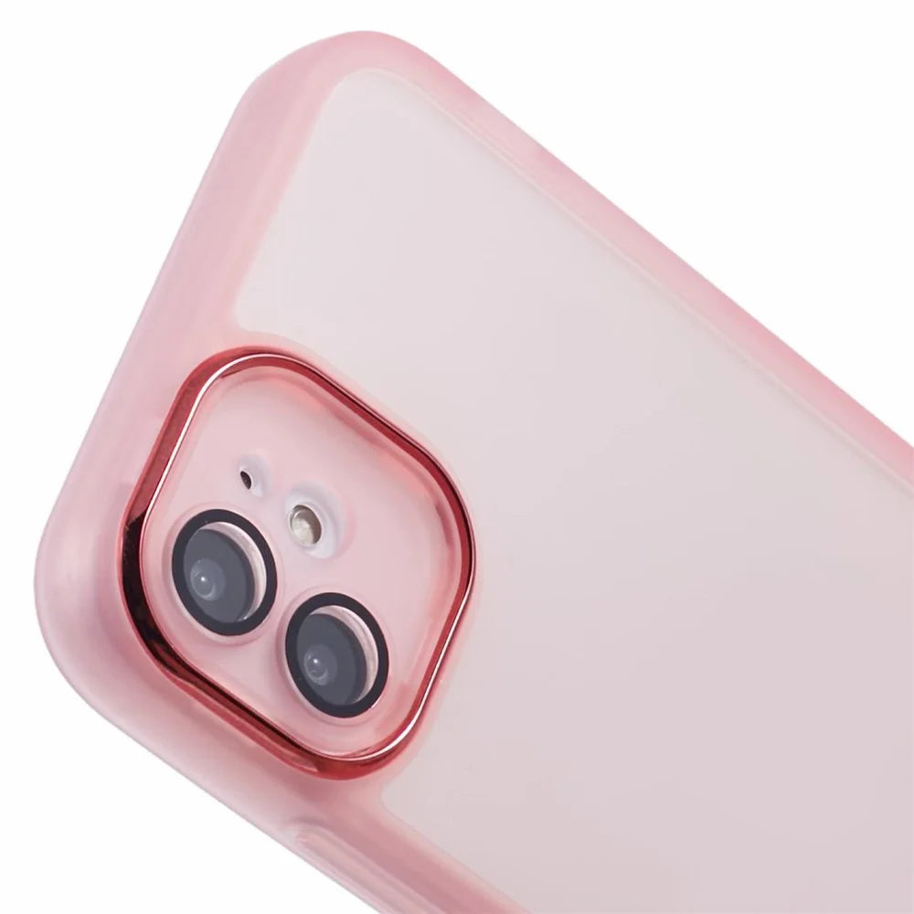 Bulk Purchasing 20Pcs For iPhone 12 Case Electroplated Camera Frame TPU Phone Cover Precise Cutouts - Transparent Pink - 6