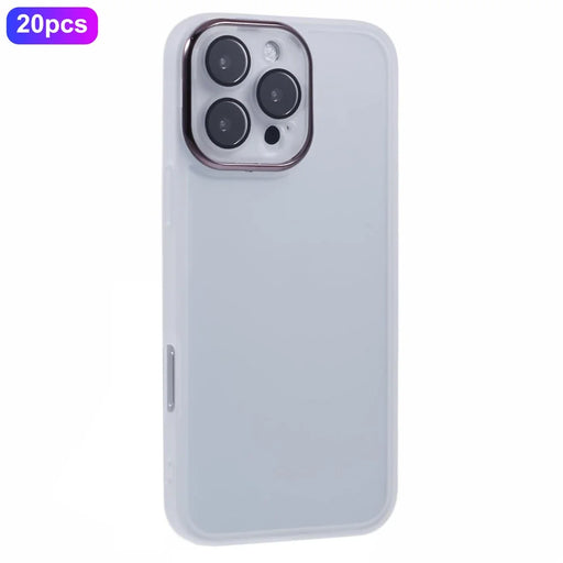 Bulk Purchasing 20Pcs For iPhone 16 Pro Case Electroplated Camera Frame TPU Phone Cover Precise Cutouts - Transparent White - 1