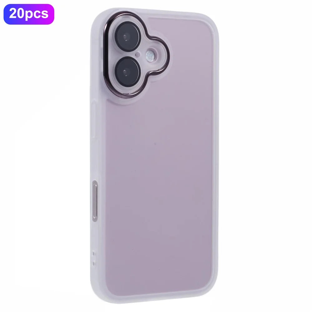 Bulk Purchasing 20Pcs For iPhone 16 Plus Case Electroplated Camera Frame TPU Phone Cover Precise Cutouts - Transparent White - 1