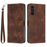For Samsung Galaxy S25 FE Leather Case Imprinted Triangle Phone Cover with Hand Strap - Brown - 1