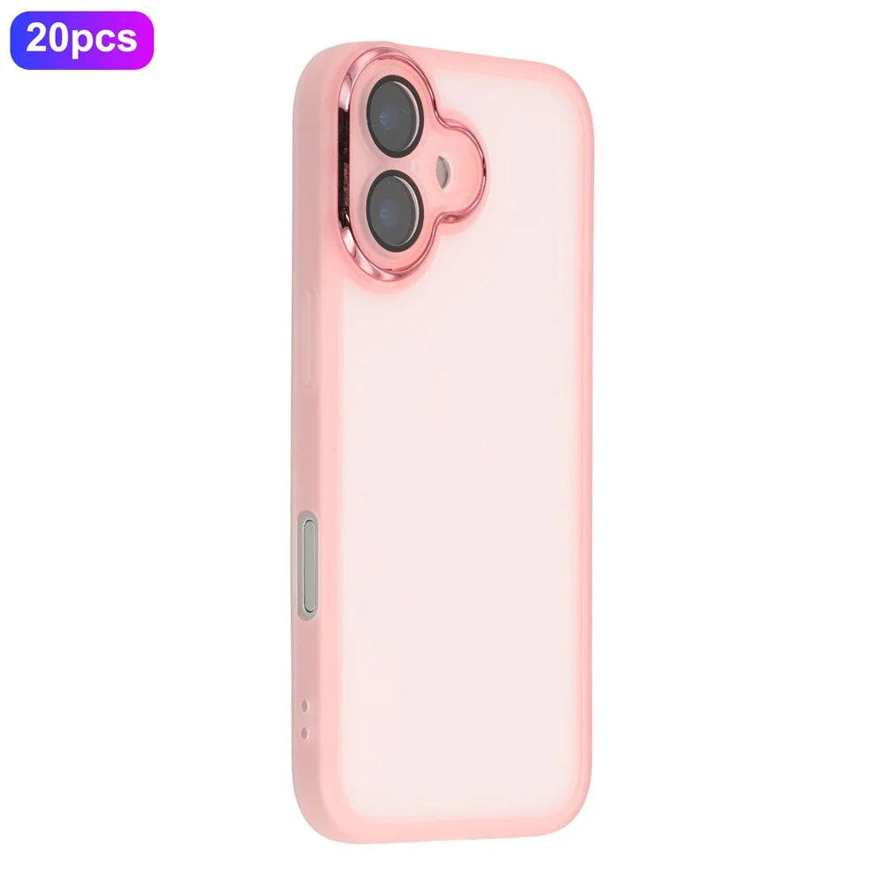 Bulk Purchasing 20Pcs For iPhone 17 Case Electroplated Camera Frame TPU Phone Cover Precise Cutouts - Transparent Pink - 1