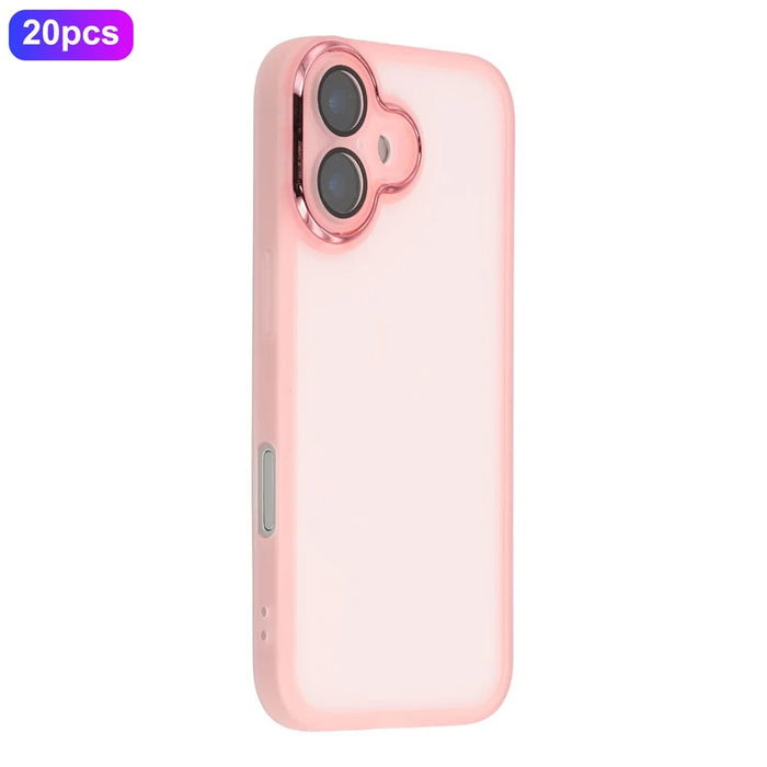Bulk Purchasing 20Pcs For iPhone 17 Case Electroplated Camera Frame TPU Phone Cover Precise Cutouts - Transparent Pink - 1