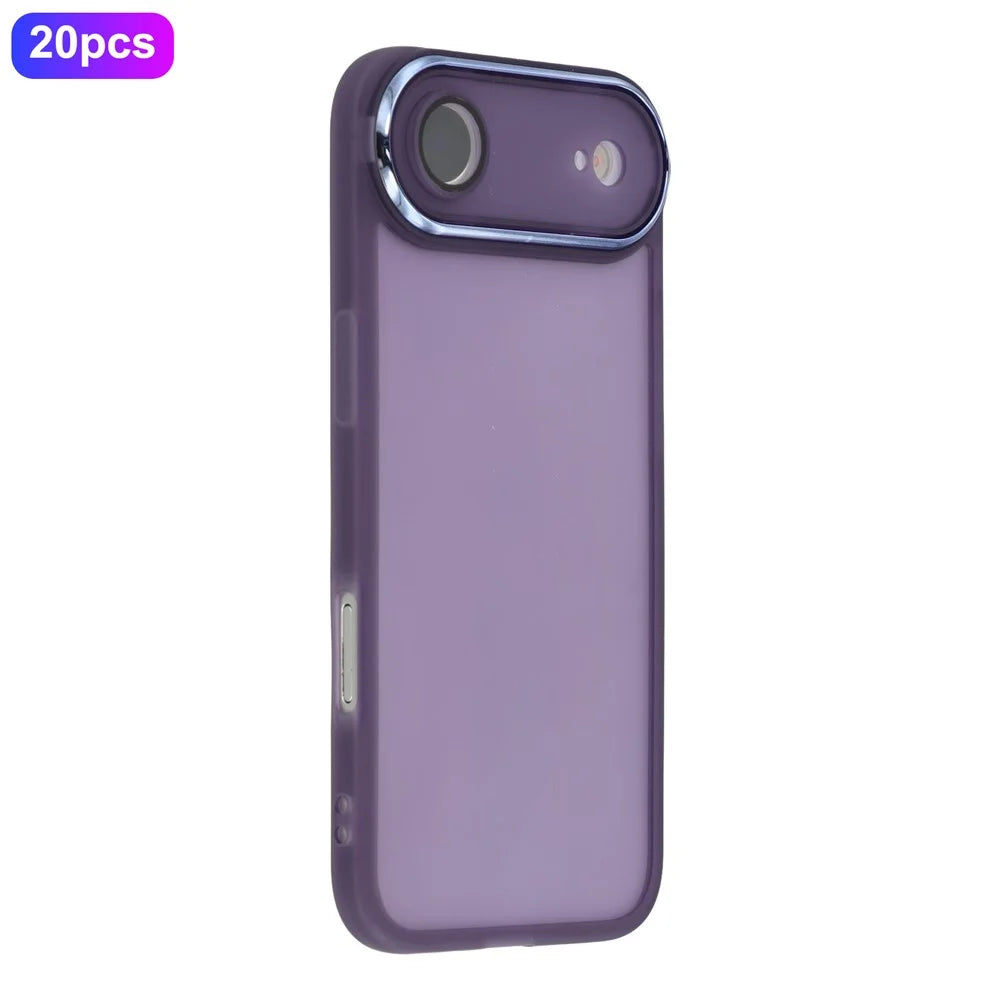 Bulk Purchasing 20Pcs For iPhone Air Case Electroplated Camera Frame TPU Phone Cover Precise Cutouts - Transparent Purple - 1