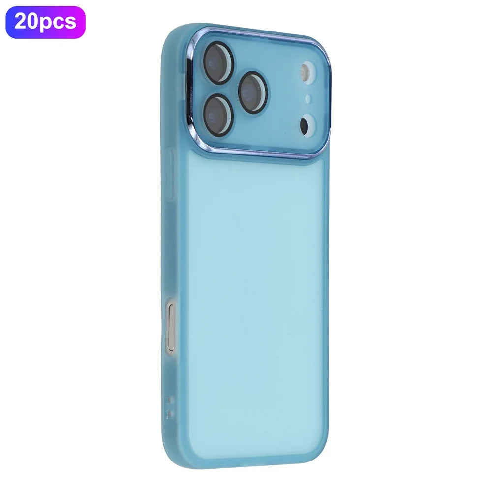 Bulk Purchasing 20Pcs For iPhone 17 Pro Max Case Electroplated Camera Frame TPU Phone Cover Precise Cutouts   - Transparent Blue - 1