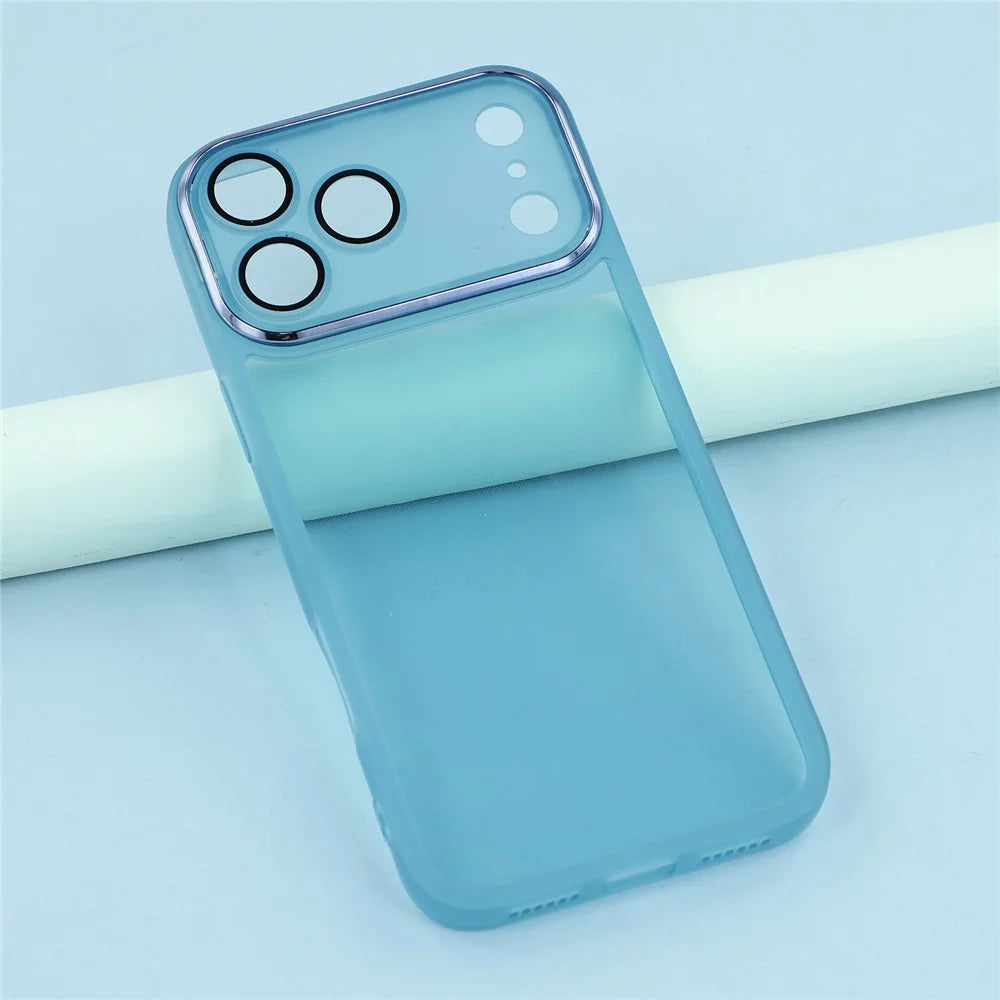 Bulk Purchasing 20Pcs For iPhone 17 Pro Max Case Electroplated Camera Frame TPU Phone Cover Precise Cutouts   - Transparent Blue - 6