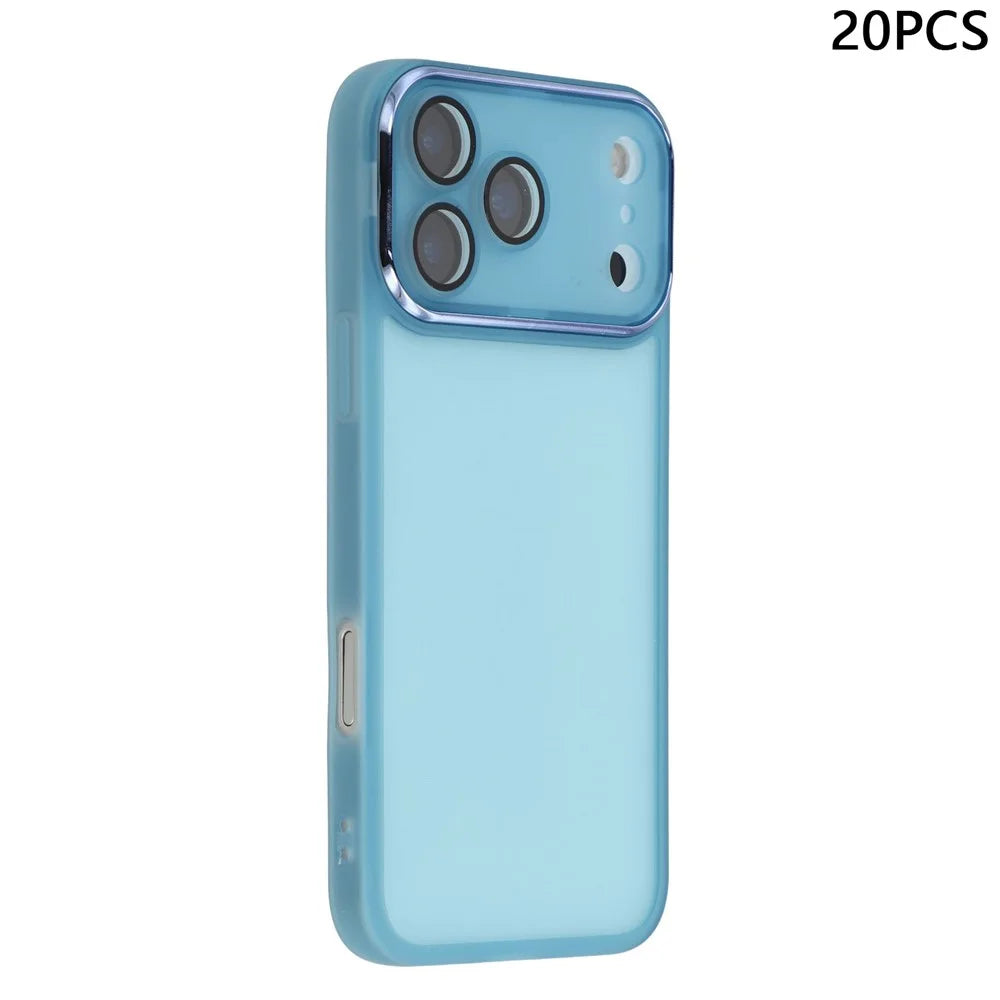 Bulk Purchasing 20Pcs For iPhone 17 Pro Case Electroplated Camera Frame TPU Phone Cover Precise Cutouts - Transparent Blue - 1