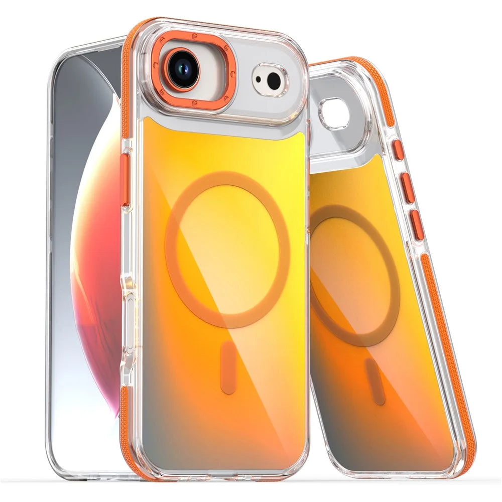 For iPhone Air Case Compatible with MagSafe Cute Fluorescent Design TPU Acrylic Phone Back Cover - Orange - 1