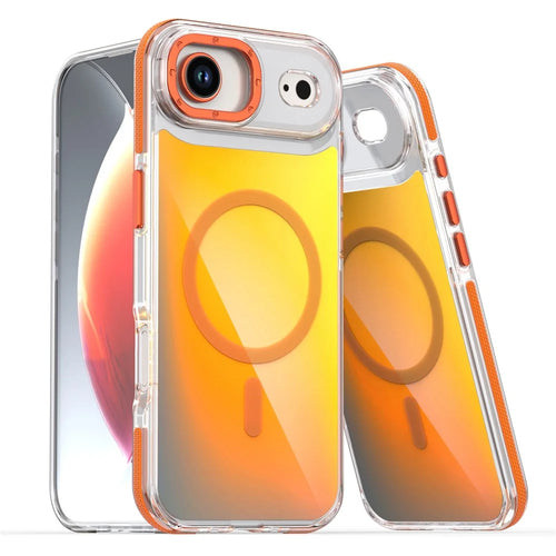 For iPhone Air Case Compatible with MagSafe Cute Fluorescent Design TPU Acrylic Phone Back Cover - Orange - 1