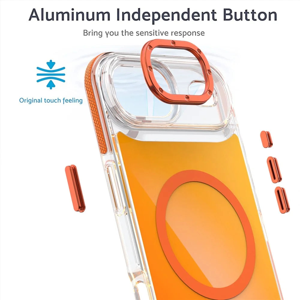 For iPhone Air Case Compatible with MagSafe Cute Fluorescent Design TPU Acrylic Phone Back Cover - Orange - 2