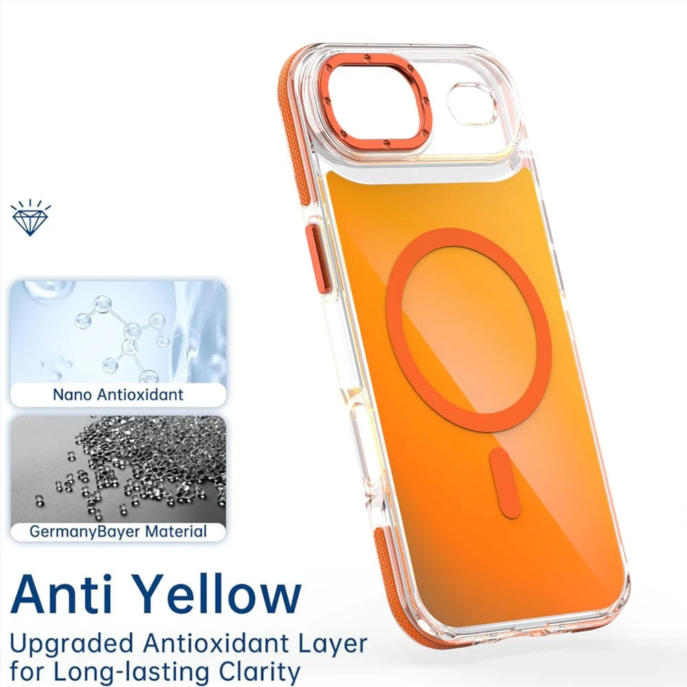 For iPhone Air Case Compatible with MagSafe Cute Fluorescent Design TPU Acrylic Phone Back Cover - Orange - 5