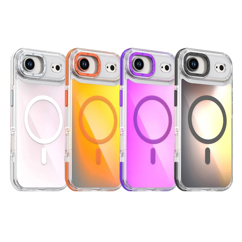 For iPhone Air Case Compatible with MagSafe Cute Fluorescent Design TPU Acrylic Phone Back Cover - Orange - 7