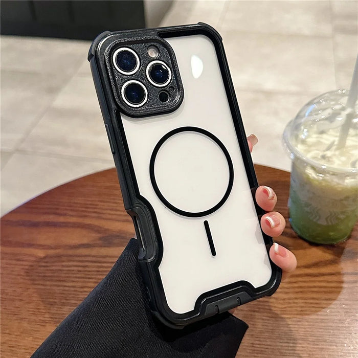 For iPhone 16 Pro Magnetic Case Detachable 4 in 1 TPU PC Acrylic Shockproof Phone Back Cover - Black - 1