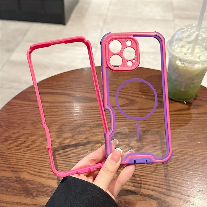 For iPhone 16 Pro Magnetic Case Detachable 4 in 1 TPU PC Acrylic Shockproof Phone Back Cover - Black - 5