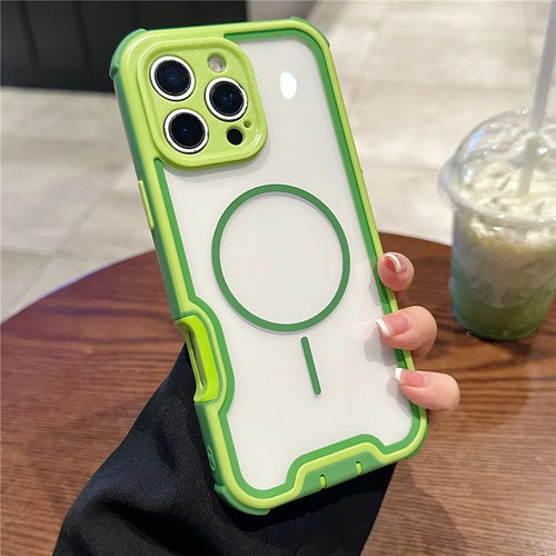 For iPhone 16 Pro Max Magnetic Case Detachable 4 in 1 TPU PC Acrylic Shockproof Phone Back Cover - Green + Grass Green - 1