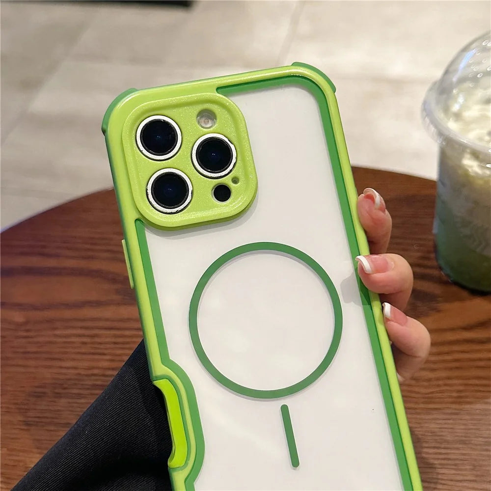 For iPhone 16 Pro Max Magnetic Case Detachable 4 in 1 TPU PC Acrylic Shockproof Phone Back Cover - Green + Grass Green - 2