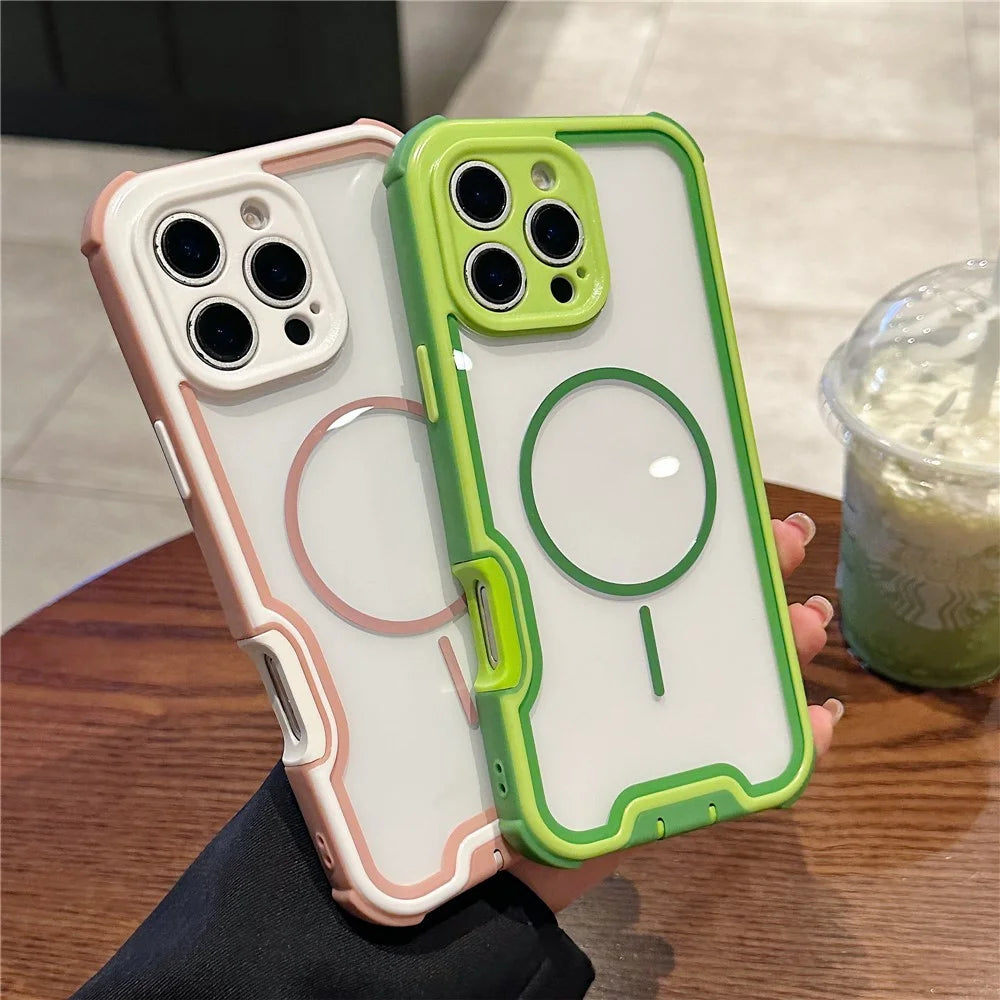 For iPhone 16 Pro Max Magnetic Case Detachable 4 in 1 TPU PC Acrylic Shockproof Phone Back Cover - Green + Grass Green - 3