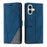 For iPhone 17 Case Imprinted Lines PU Leather Splicing Wallet Phone Cover - Blue - 1