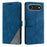For iPhone Air Case Imprinted Lines PU Leather Splicing Wallet Phone Cover - Blue - 1