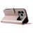 For iPhone 18 Pro / 17 Pro Case Wallet Rhombus Grid PU Leather Phone Cover with Shoulder Strap / Wrist Strap - Rose Gold - 3