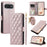 For iPhone Air Case Wallet Rhombus Grid PU Leather Phone Cover with Shoulder Strap / Wrist Strap - Rose Gold - 1