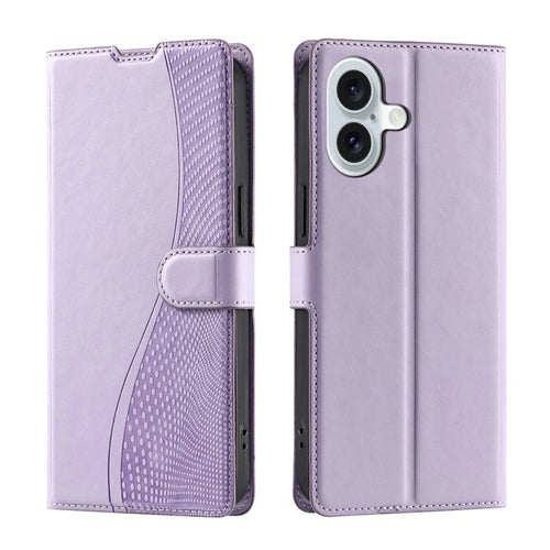 For iPhone 17 Case Dots Imprinted PU Leather Flip Phone Cover with Card Slot, Strap - Purple - 1