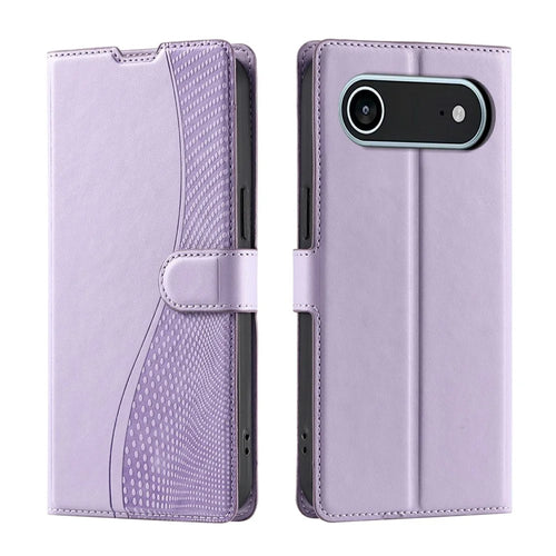 For iPhone Air Case Dots Imprinted PU Leather Flip Phone Cover with Card Slot, Strap - Purple - 1