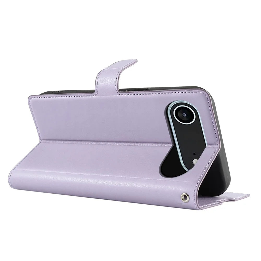For iPhone Air Case Dots Imprinted PU Leather Flip Phone Cover with Card Slot, Strap - Purple - 4