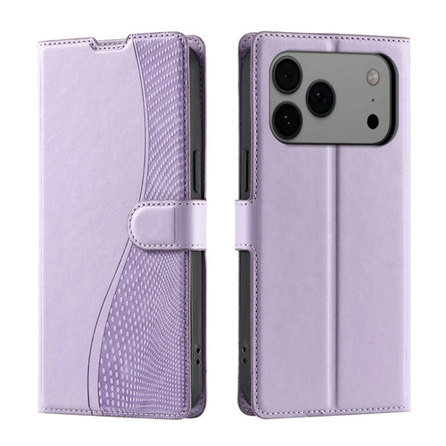 For iPhone 18 Pro Max / 17 Pro Max Case Dots Imprinted PU Leather Flip Phone Cover with Card Slot, Strap - Purple - 1