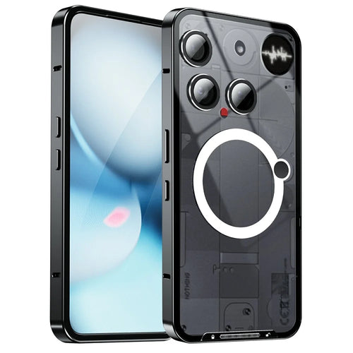 Magic Shield Magnetic Series for Nothing Phone (3) 5G Case Metal + TPU Phone Cover with Lens Guard - Black - 1