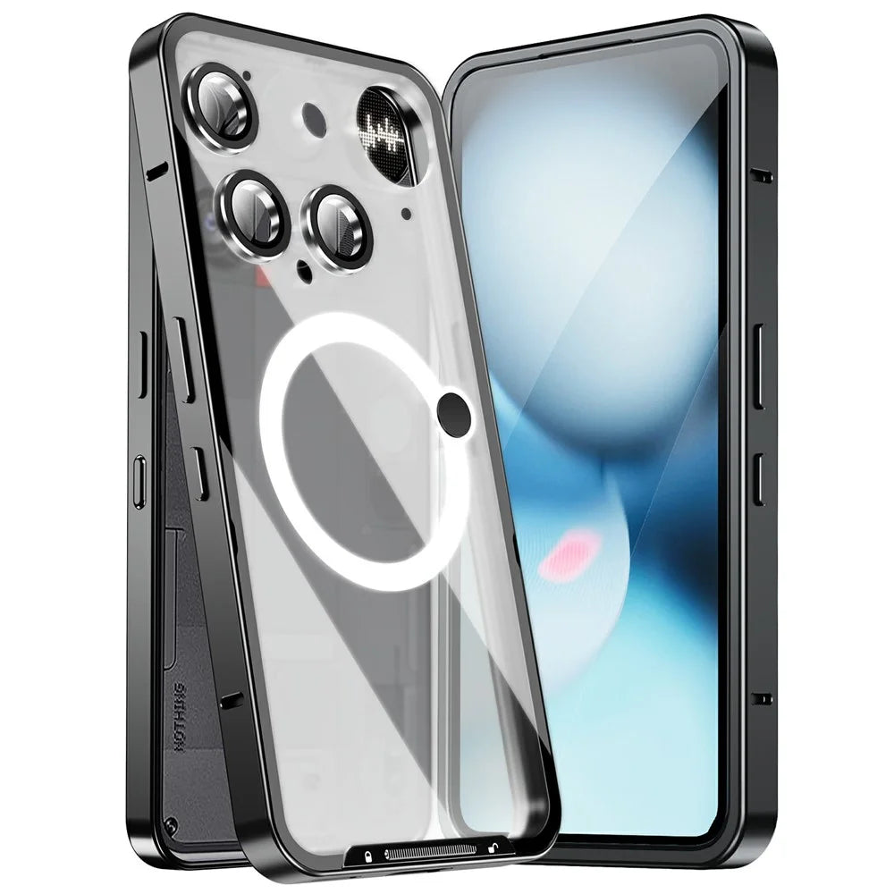 Magic Shield Magnetic Series for Nothing Phone (3) 5G Case Metal + TPU Phone Cover with Lens Guard - Black - 2