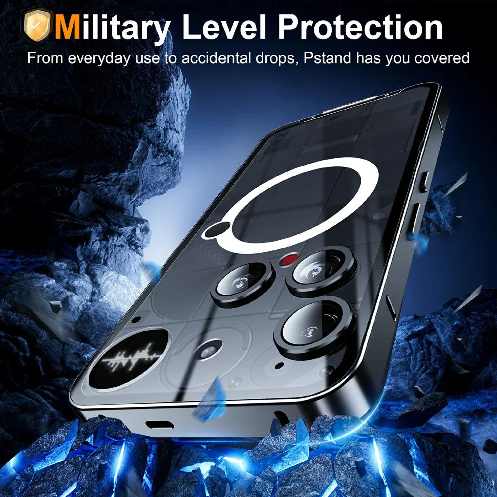 Magic Shield Magnetic Series for Nothing Phone (3) 5G Case Metal + TPU Phone Cover with Lens Guard - Black - 4