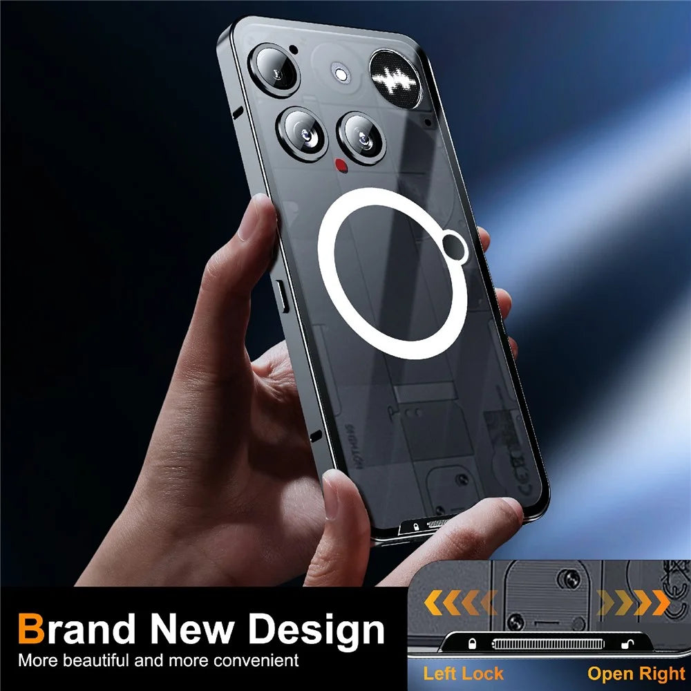Magic Shield Magnetic Series for Nothing Phone (3) 5G Case Metal + TPU Phone Cover with Lens Guard - Black - 7