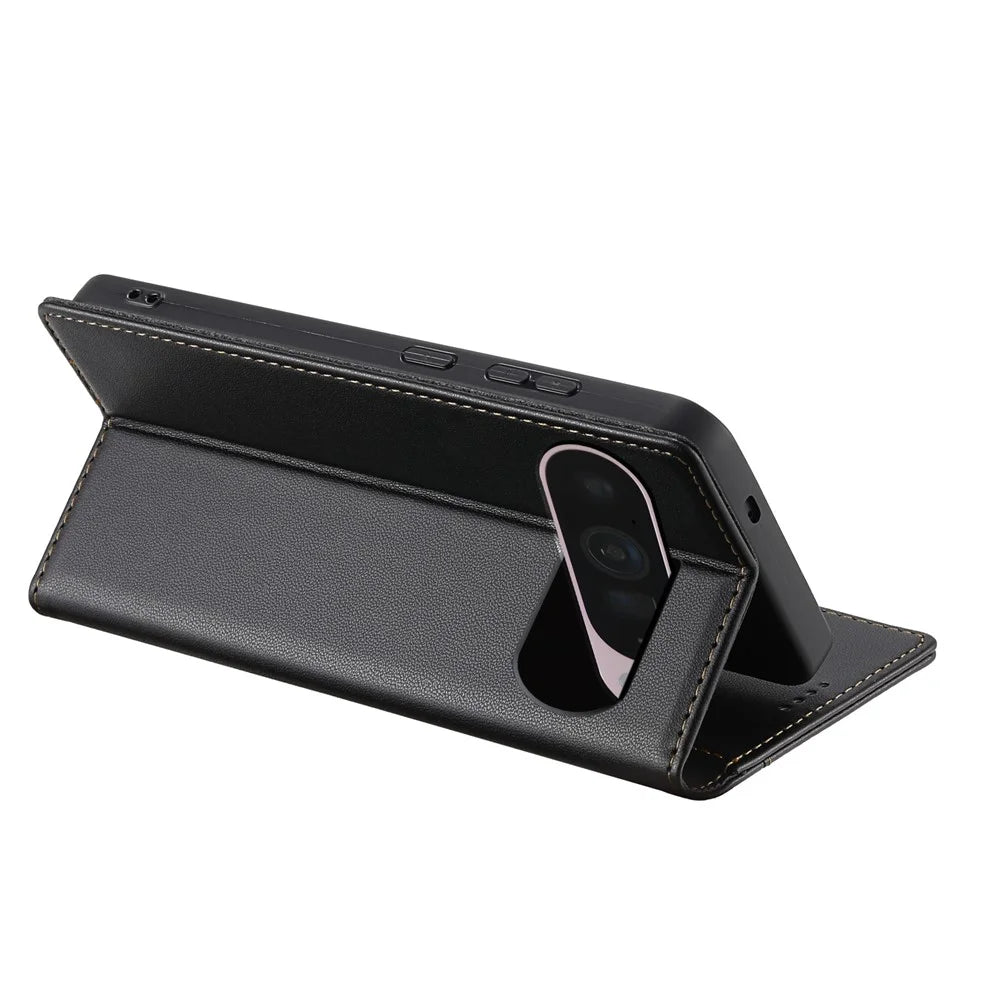 N.BEKUS P3 For Google Pixel 10 Pro XL  /  9 Pro XL Case RFID Blocking Wallet Stand PU Leather Flip Phone Cover - Black - 3