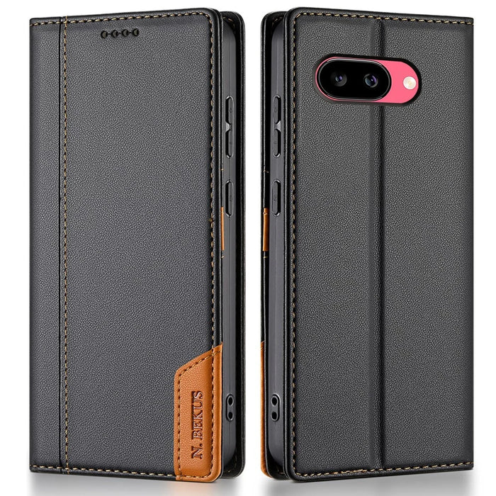 N.BEKUS P3 For Google Pixel 9a Case RFID Blocking Wallet Stand PU Leather Flip Phone Cover - Black - 1
