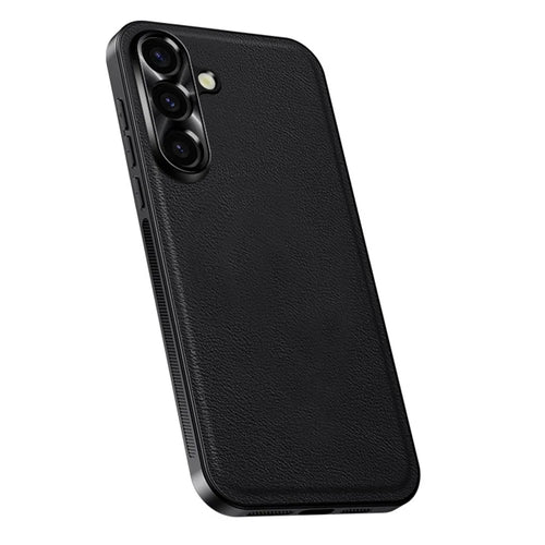 For Samsung Galaxy A16 5G / 4G Case PU + TPU + PC Phone Back Cover with Metal Lens Frame - Black - 1