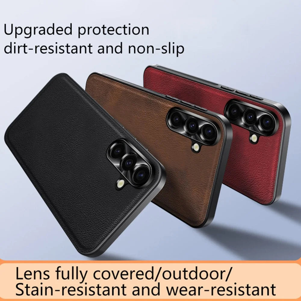 For Samsung Galaxy A16 5G / 4G Case PU + TPU + PC Phone Back Cover with Metal Lens Frame - Black - 7