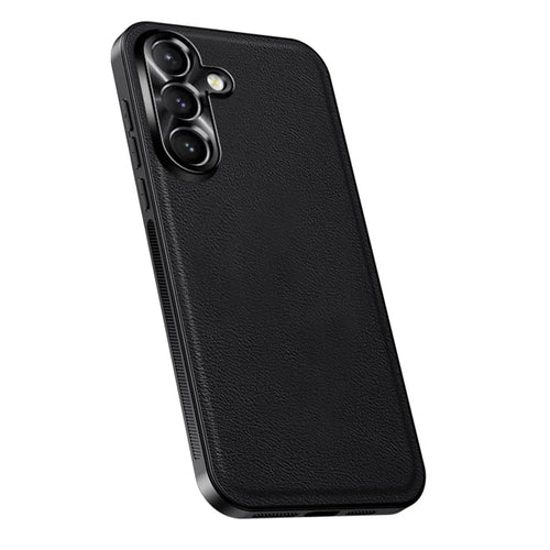 For Samsung Galaxy A15 4G / 5G Case PU + TPU + PC Phone Back Cover with Metal Lens Frame - Black - 1