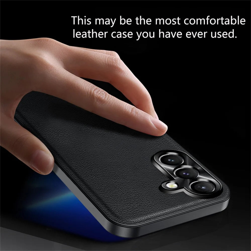 For Samsung Galaxy A15 4G / 5G Case PU + TPU + PC Phone Back Cover with Metal Lens Frame - Black - 2