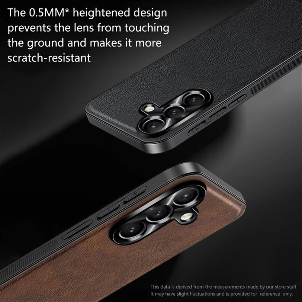 For Samsung Galaxy A15 4G / 5G Case PU + TPU + PC Phone Back Cover with Metal Lens Frame - Black - 4