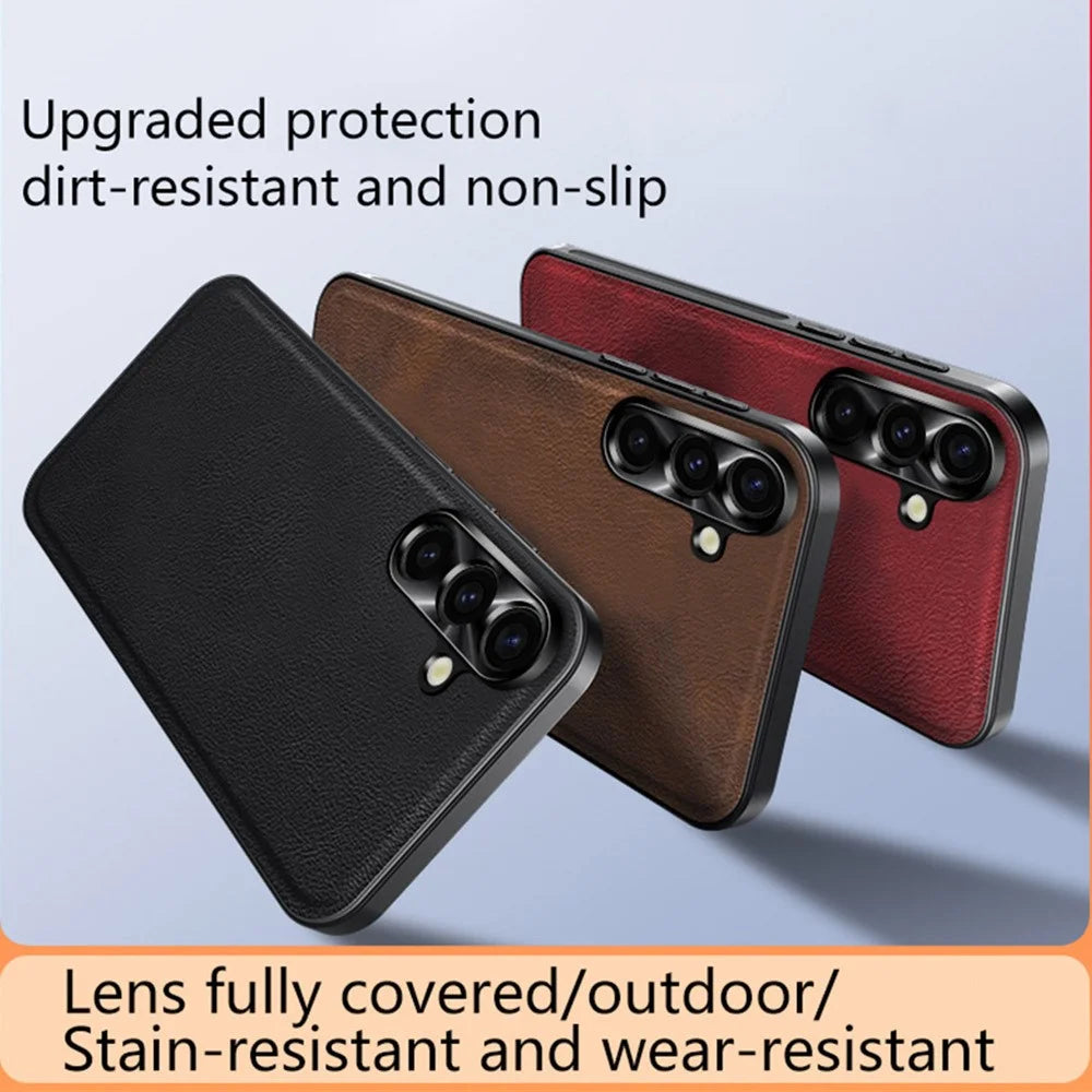 For Samsung Galaxy A35 5G Case PU + TPU + PC Phone Back Cover with Metal Lens Frame - Green - 7