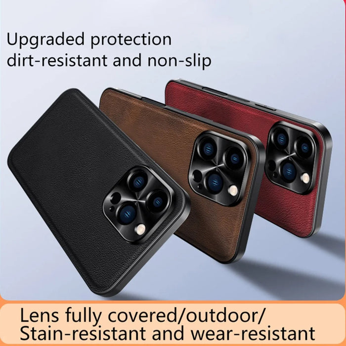 For iPhone 16 Pro Case PU + TPU + PC Phone Back Cover with Metal Lens Frame - Black - 7