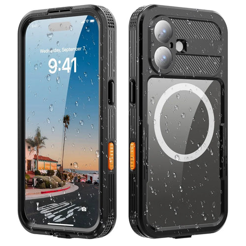 SHELLBOX For iPhone 17 IP68 Waterproof Case Compatible with MagSafe Clear Phone Cover - Black - 1