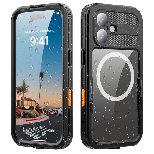 SHELLBOX For iPhone 17 IP68 Waterproof Case Compatible with MagSafe Clear Phone Cover - Black - 1