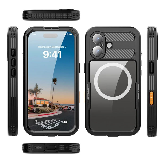 SHELLBOX For iPhone 17 IP68 Waterproof Case Compatible with MagSafe Clear Phone Cover - Black - 3