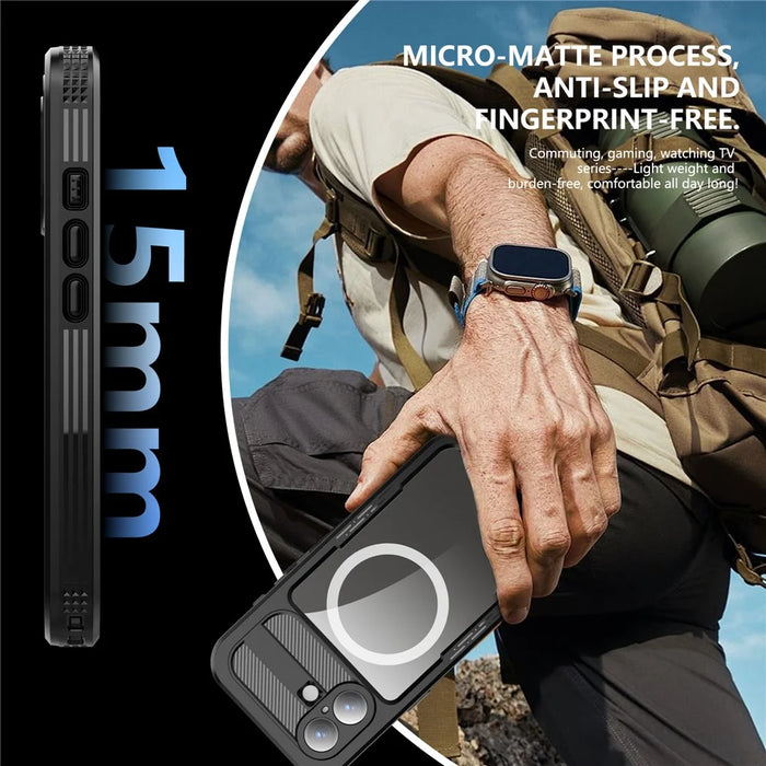 SHELLBOX For iPhone 17 IP68 Waterproof Case Compatible with MagSafe Clear Phone Cover - Black - 5