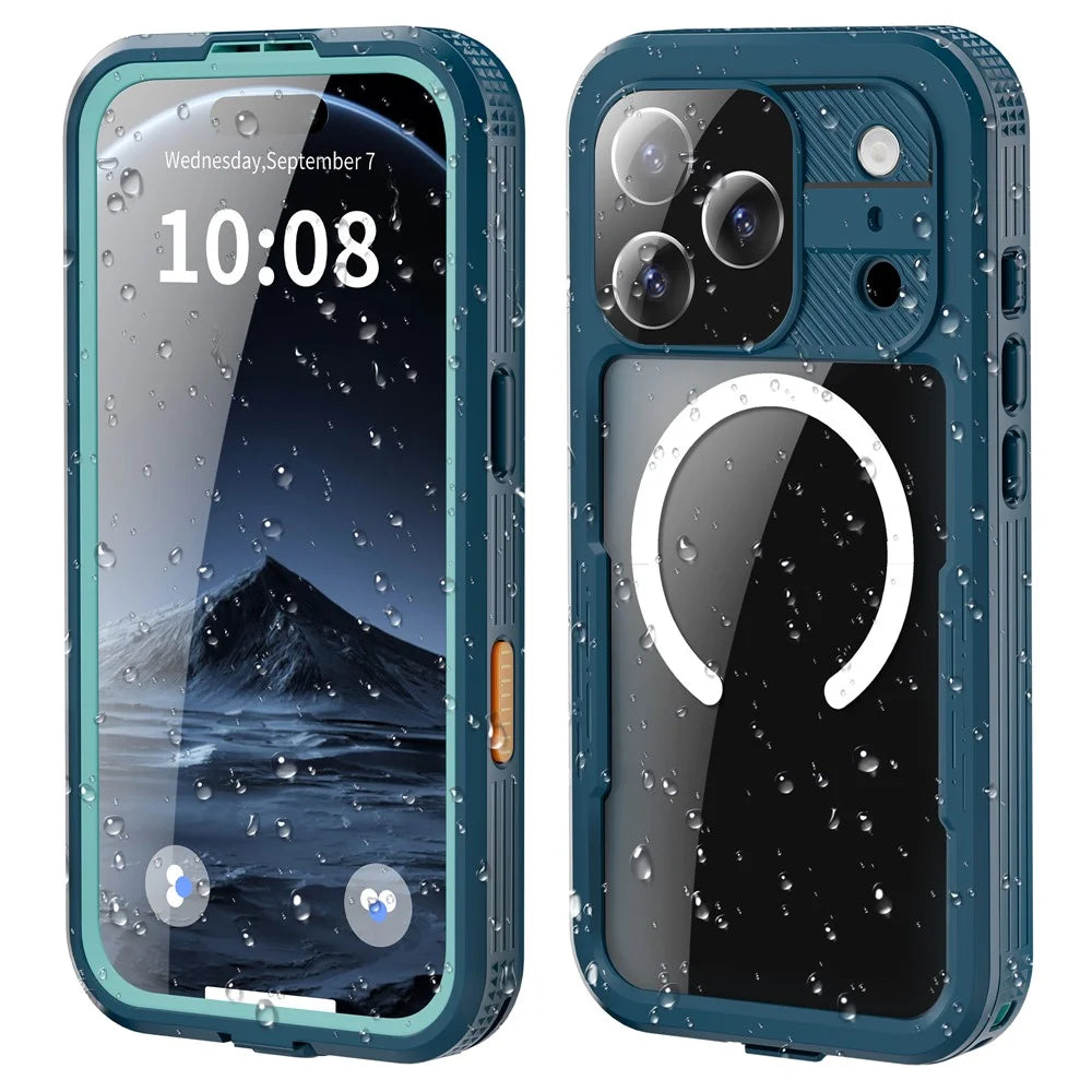 SHELLBOX For iPhone 17 Pro IP68 Waterproof Case Compatible with MagSafe Clear Phone Cover - Blue - 1