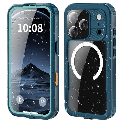 SHELLBOX For iPhone 17 Pro IP68 Waterproof Case Compatible with MagSafe Clear Phone Cover - Blue - 1